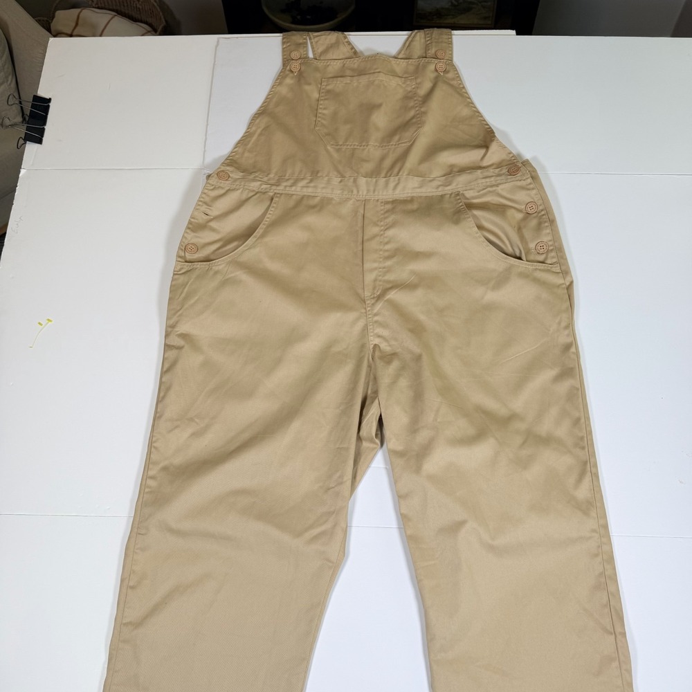 Medgear Overalls Mens 3XL Khaki Cotton Adjustable Button Straps Straight Leg